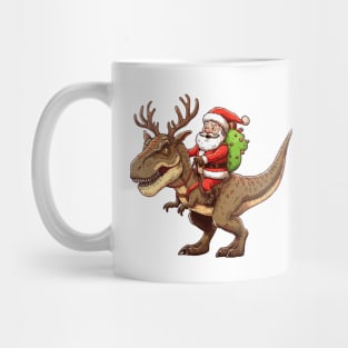 Santa Riding Dinosaur T-Rex Mug